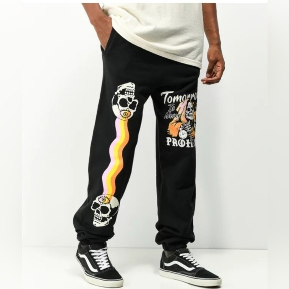 Boss Dog black sweat pants Size M never promised jogger skull punk street wear *